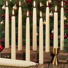 8in Beeswax Taper Candles 8 Hours Beeswax White Candlesticks 6 Pack Smokeless...