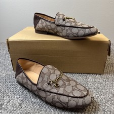 Coach Hanna Signature Jacquard Loafer Oak Maple Brown US Size 8.5
