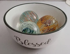 Set Of 3 Decorative Balls 3 Inch Glass Orbs Sphere Bowl Fillers Coffee Table