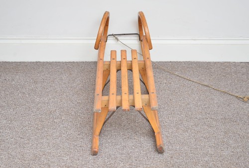 Vintage old wooden sleigh wooden sledge snow GERMINA curly front - FREE DELIVERY - Picture 6 of 7