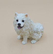 Adorable White Samoyed Mini Dog Figurine Ston...