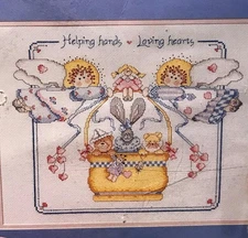 Vintage 1991 Bucilla Helping Hands Loving Hearts Cross Stitch Picture Kit 40582