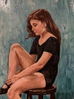 1969 Signed Original Oil On Board Painting Of Young Ballerina ”DIANE” & Doggie! — photo 7