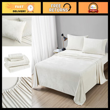Ultra Soft Distressed Velvet Sheet Set, 4 Pieces, Light Ivory King Size, Warm