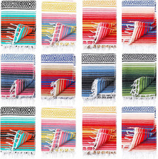 12 Pcs Mexican Beach Blankets Bulk Large Thick Serape Blanket Colorful Striped Y