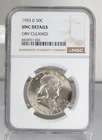 Certified 1953-D Franklin Half Dollar NGC UNC details Silver 50c