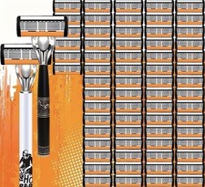 Men's 6-Blade Shaving Razor Set 2 Handles 72 Refill Cartridges System