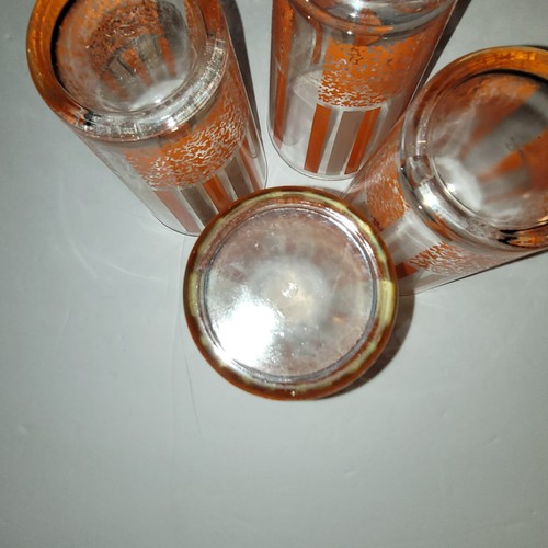 Highball Drink Glasses Orange Striped Mid Century Set of 4 - Picture 11 of 13