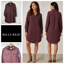 Billy Reid Womens Burgundy Cotton Utility Shirt Dress Roll Tab Made in USA M