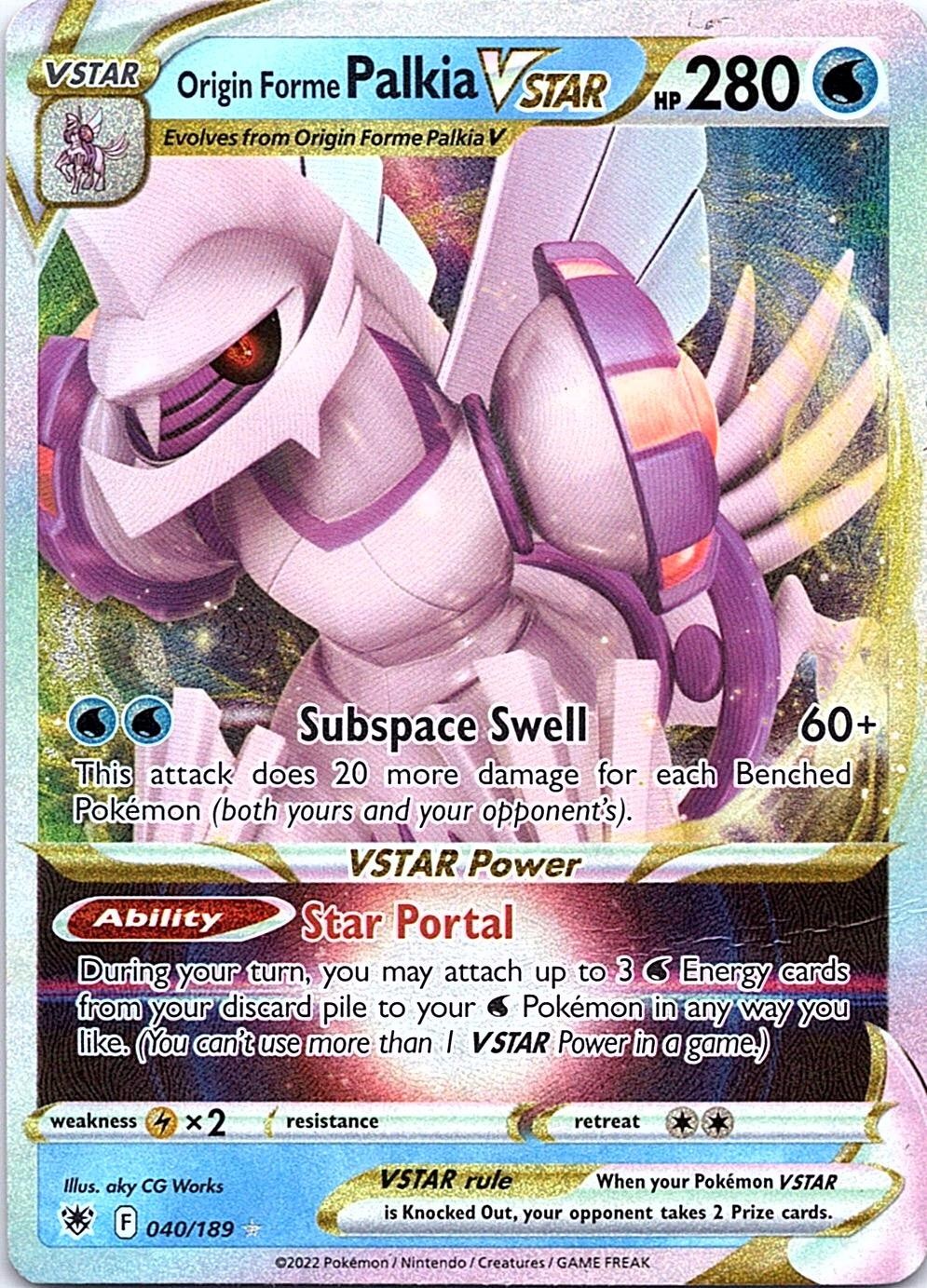 Origin Forme Palkia VSTAR 040/189 Holo VSTAR Rare Astral Radiance Pokemon NM