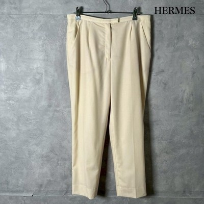 USED HERMES FRENCH-MADE VIRGIN WOOL SLACKS PANTS N868 GOOD