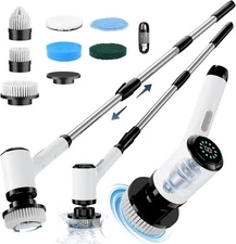 Electric Spin Scrubber for Cleaning-2 Adjustable Speeds,8 Cleaning Brushes,Gift