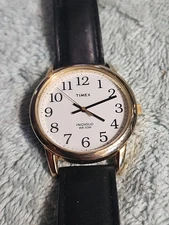 Timex INDIGLO 30m Water Resistant Black Leathwr Band Works New Battery 37mm