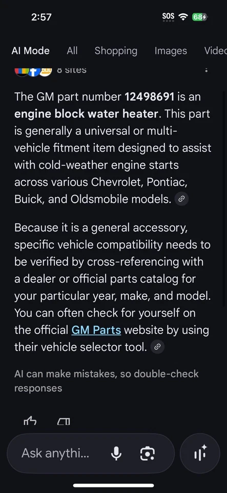 Nuevo calentador de bloque de motor OEM GM 12498691 con cable universal Buick Chevy Buick Foto 2 de 4