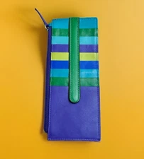 ili New York Long Double Sided Slim Wallet RFID Card Holder ID Genuine Leather