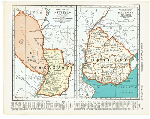 1939 Country Map of Argentina Chile and Paraguay Uruguay Highly Detailed - Picture 2 of 2