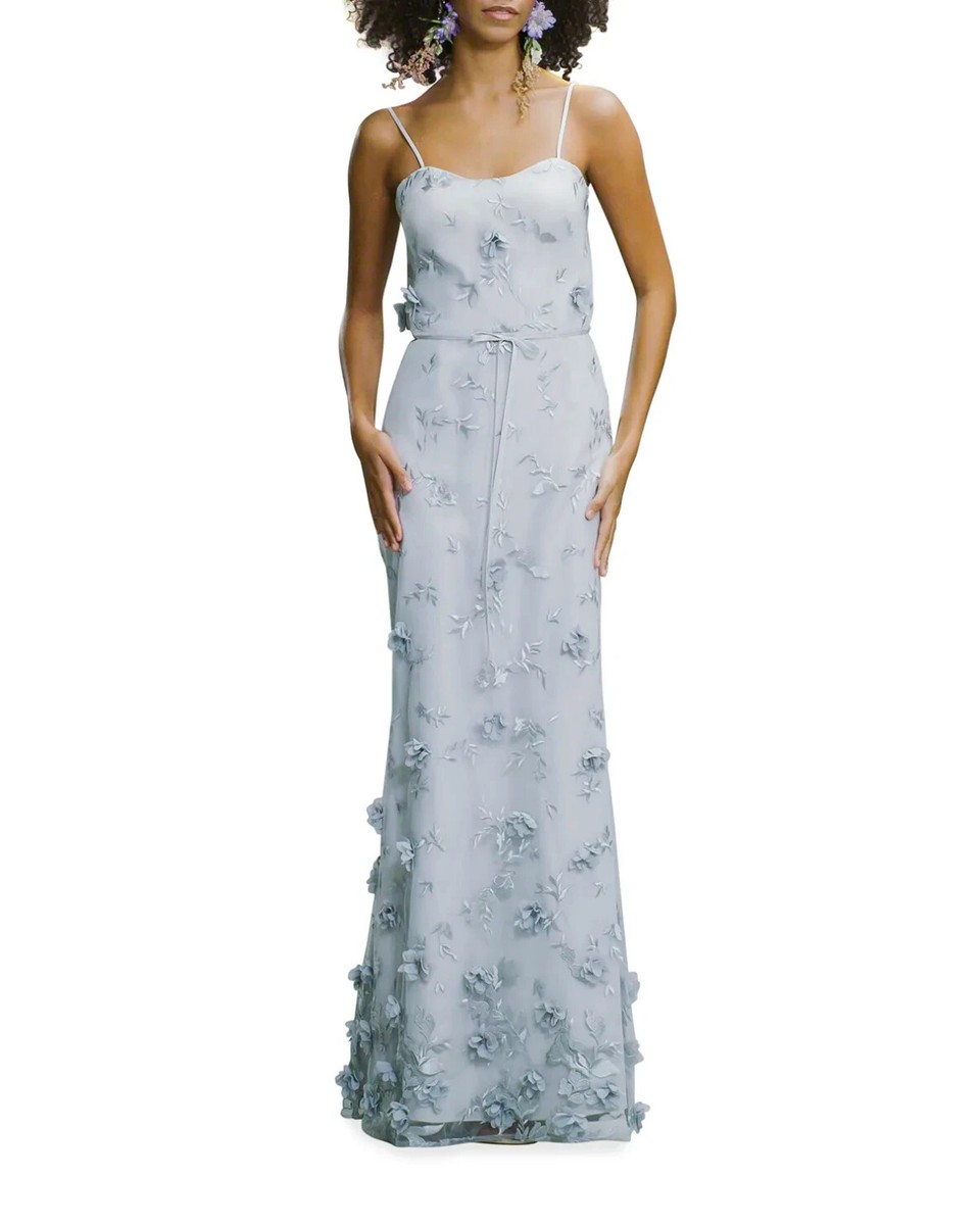 green emerald velvet dress Marchesa Notte Embroidered Floral Gown main image 1