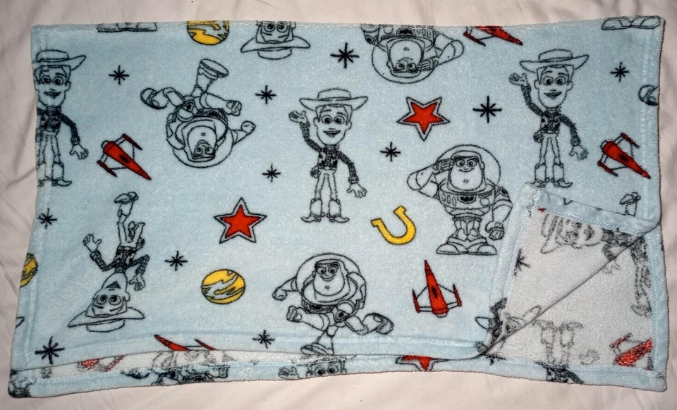 Disney Baby Toy Story Blue Woody Buzz Lightyear Space Fleece Blanket Lovey - Image 2 of 3