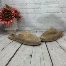 sam edelman kerry tan suede leather slip on espadrille mule flats sz 8 boho