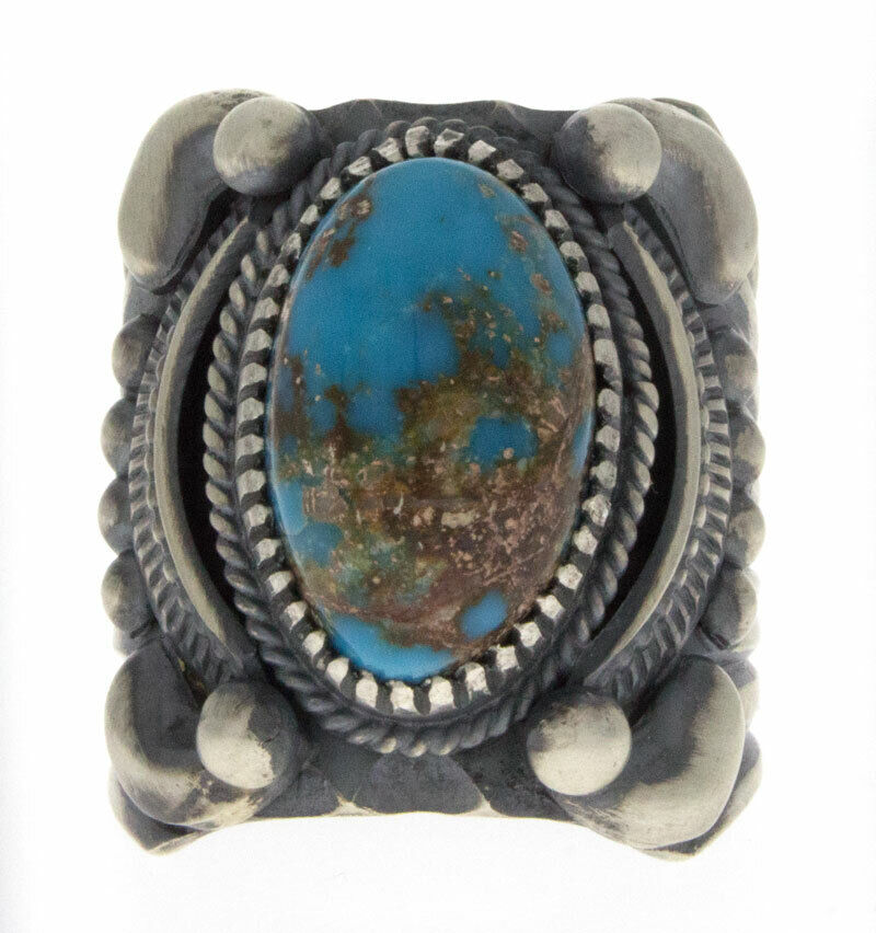 Rare Natural Bisbee Turquoise Vintage Native American Jewelry Navajo Sterling Silver Ring Old Rare Natural Bisbee Turquoise Vintage Native American Jewelry Navajo Sterling Silver Ring Old