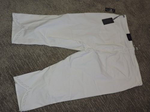 NYDJ Womens white denim Crop jeans embellished cuffs SZ 24W W47/L21 13" rise NWT - 第 5/6 張圖片