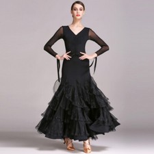 Latin Ballroom Dance Dress Modern Salsa Waltz Standard Long Dress C090 2 Colors