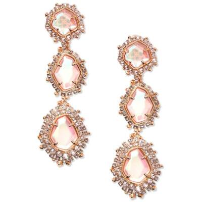 NWT Kendra Scott Aria Drop Earrings in Rose Gold Blush Dichroic