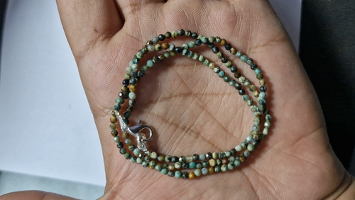 20 Quilate Natural Gema Turquesa 2MM Cuentas 925 Plata 18" Cuerda Collares - Vídeo 1 de 1