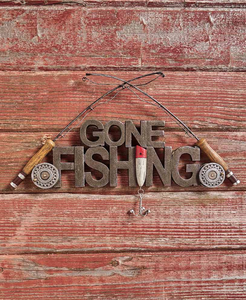 Fishing Pole Wall Hanging Plaque Gift For Fisherman Gone Fishing