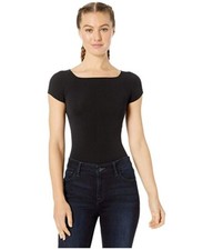 Commando L49350 Womens Black Ballet Cap Sleeve Bodysuit Size One Size