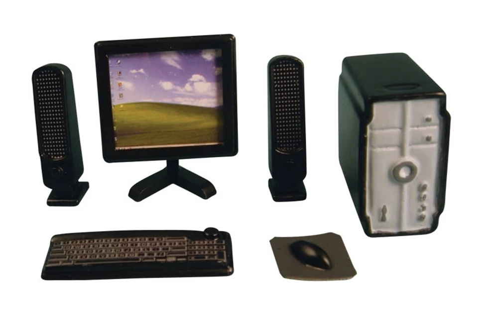 Dolls House Black Desk Top Computer Non Working 1:12 Scale Miniature 159 tumdee - Image 2 of 4