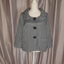 Tibi New York Black / Ivory Geometric 60s Inf "swing" Jacket Uk 14 Bell Sleeves
