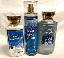 Bath & Body Works ICED SUGAR PLUM Body Lotion, Shower Gel, Fragrance Mist SET!!