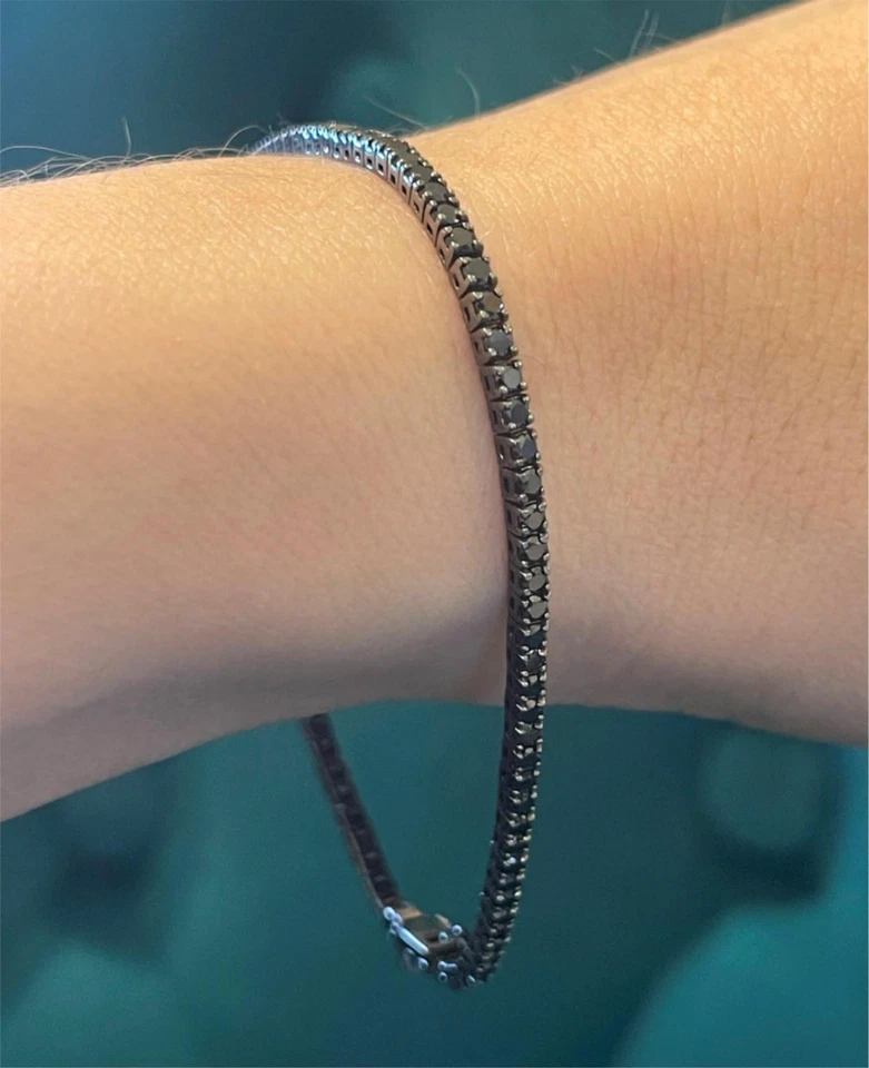 EFFY 14K White Gold 2.25ctw Black Diamond Tennis Bracelet 7.25" - Image 2 of 4