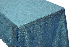 Sequin Rectangular Tablecloth Sequin Taffeta Fabric Sequin Table Cover TURQUOISE