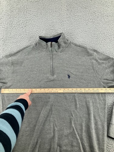 US Polo Assn Sweatshirt Mens Extra Large Tall XLT Gray Quarter Zip Pullover - Picture 3 of 17