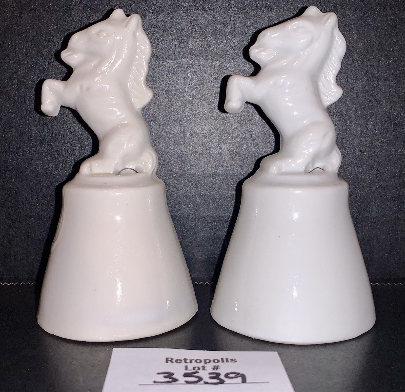 2 UNICORN Ceramic BELL Figurines Vintage 
