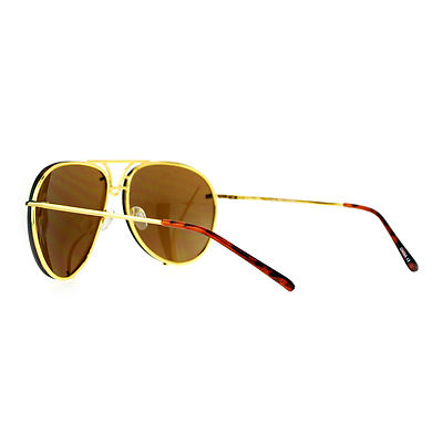 Oversized Round Pilot Sunglasses Metal Rims Behind Lens  display picture 1