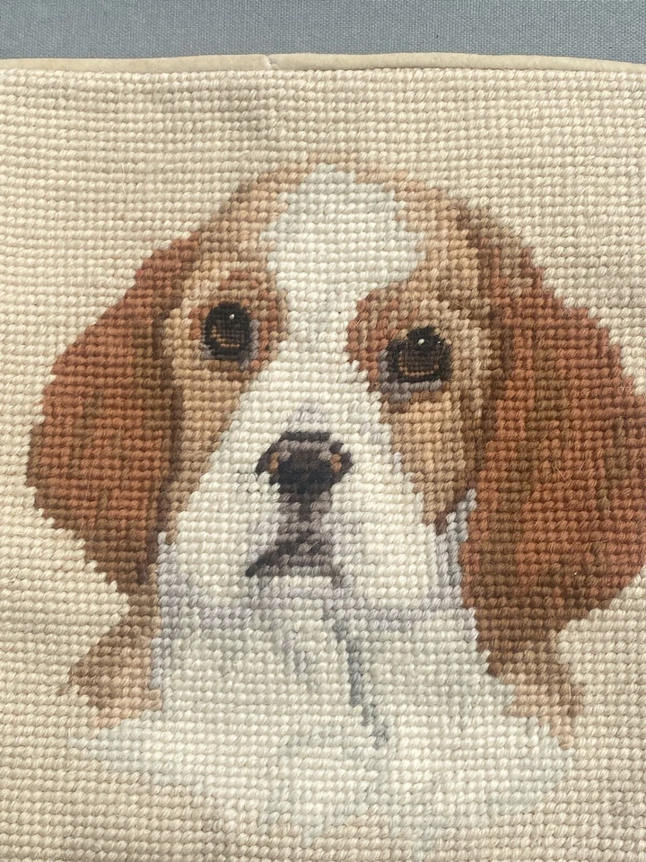 vintage Needlepoint cushion cover Dog 20x20cm-138 - Image 4 of 4