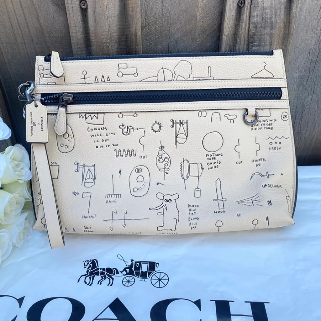 Borsa da trasporto nuova con etichette Coach C5452 in pelle avorio multi $350