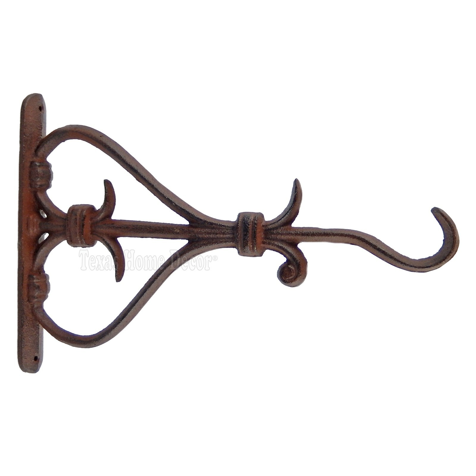Large Fleur De Lis Plant Hook Hanger Cast Iron Rustic Antique Style Heavy Duty 