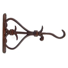 Large Fleur De Lis Plant Hook Hanger Cast Iron Rustic Antique Style Heavy Duty 