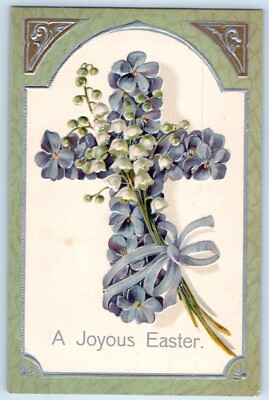 c1910's Easter Floral Holy Cross Lilies Flowers Clapsaddle Antique Postcard