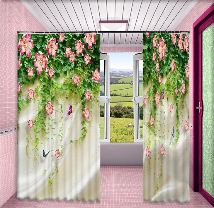 Flor de hoja de 3D 4 Cortinas de impresión de cortina de foto Blockout Tela Cortinas Ventana Reino Unido Flor de hoja de 3D 4 Cortinas de impresión de cortina de foto Blockout Tela Cortinas Ventana Reino Unido
