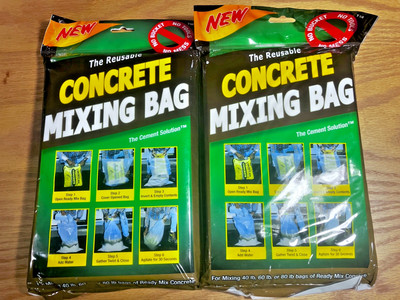 Lot of 2-- CONCRETE MIXING BAGS!!- The Reusable  Cement Solution
