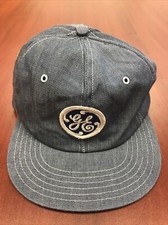 RARE Denim Vintage Trucker Hat - GE General Electric USA Made Horizon Patch VTG!