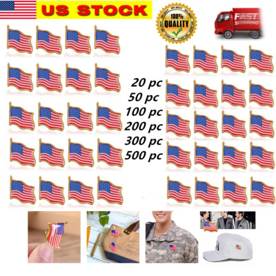 Lot of 20-500 AMERICAN FLAG LAPEL PINS United States USA Hat Tie Tack Badge Pin