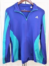 Adidas Women's Climalite Purple/Teal 1/4 Zip Pullover Track/Workout Jacket Sz L