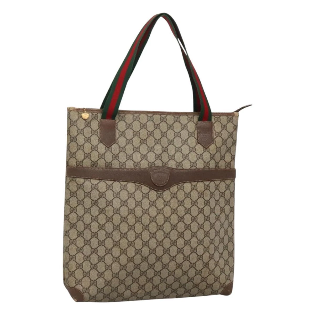 Sac fourre tout GUCCI GG Supreme Web Sherry Line PVC beige vert rouge authentique BA943