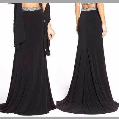 NWT JVN JOVANI Embellished Beaded Mermaid Skirt (ONLY) Black [SZ 6 ] #N761